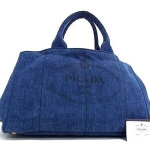 Prada B1872 B Canapa Denim Tote Navy Aw4514